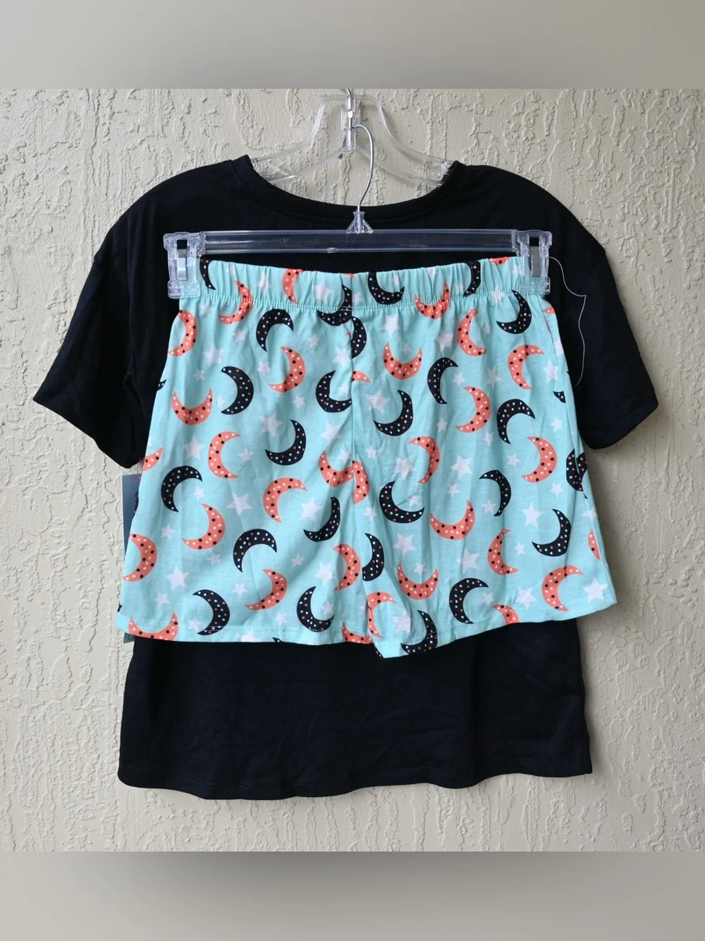 Black Tee with Moon, Stars & Orange Fox Graphic